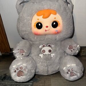 Adorable Gray and Orange Stuffed Animal
